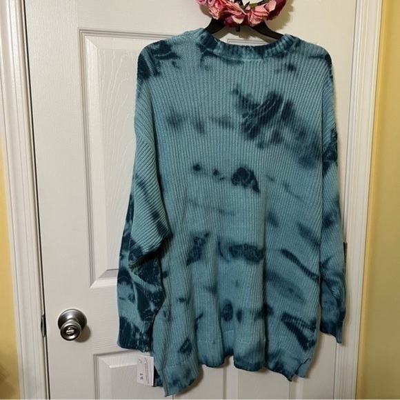 Sonoma Womens Plus Size Cotton Blue Cable Knit V Neck Sweater - Picture 7 of 7